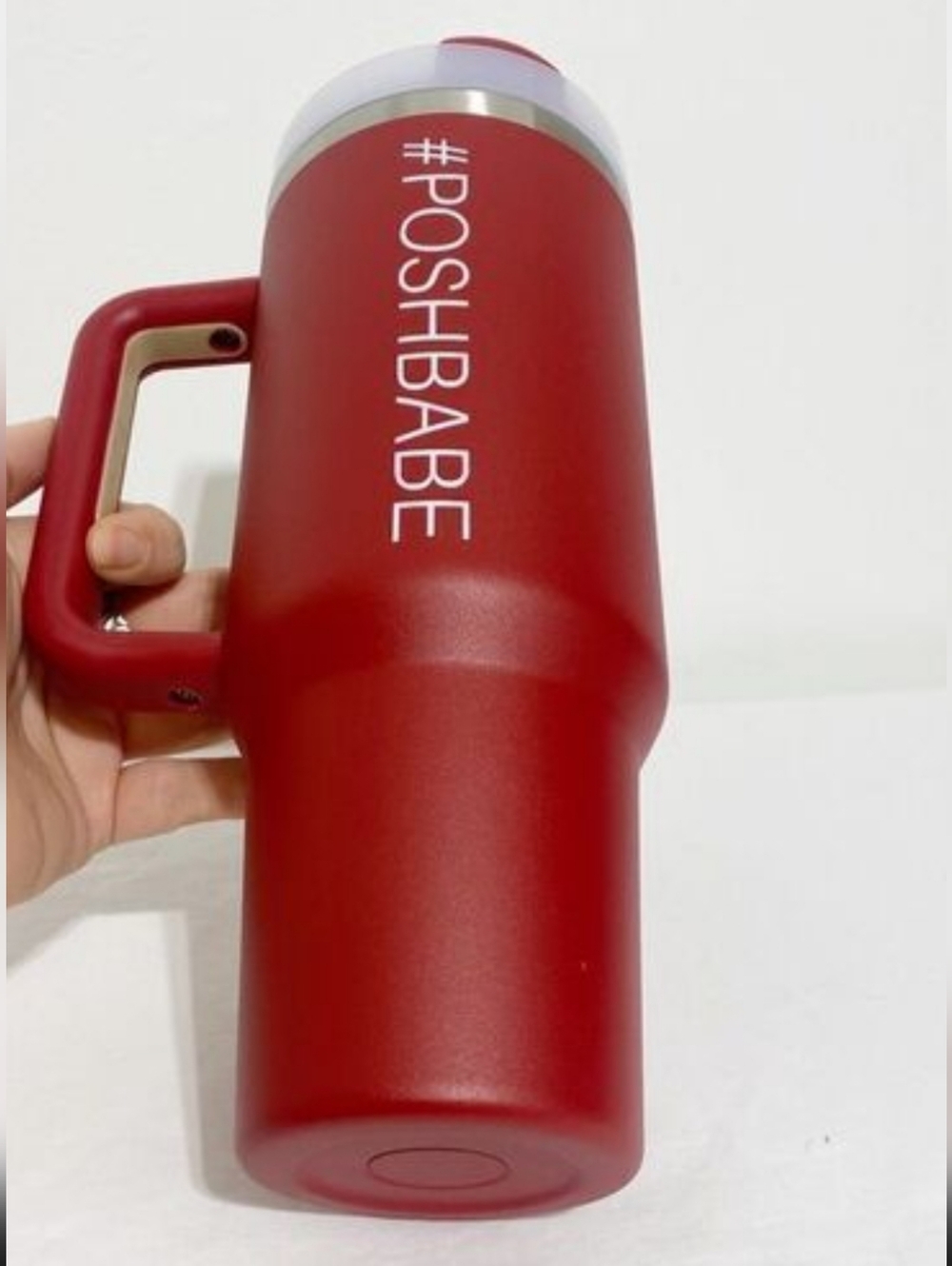 "POSHBABE" 40oz Steel Tumbler Cup Thermos w/Handle & Straw - Picture 3 of 6